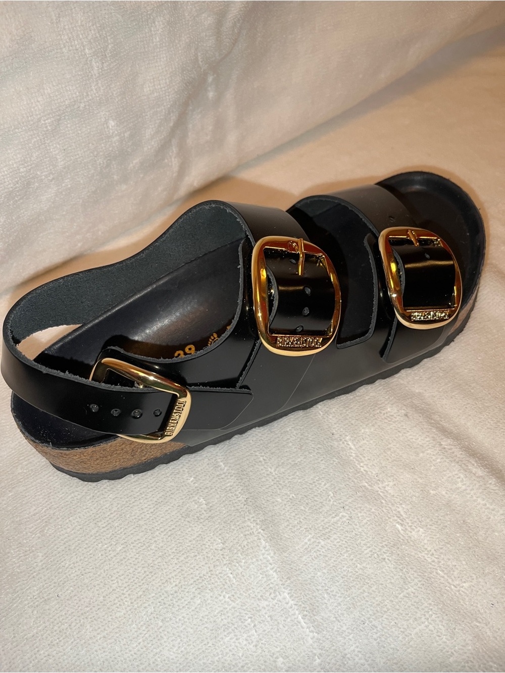 NWT - Birkenstock Milano Big Buckle Black Patent Leather Sandals - EU 39 - Picture 5 of 13